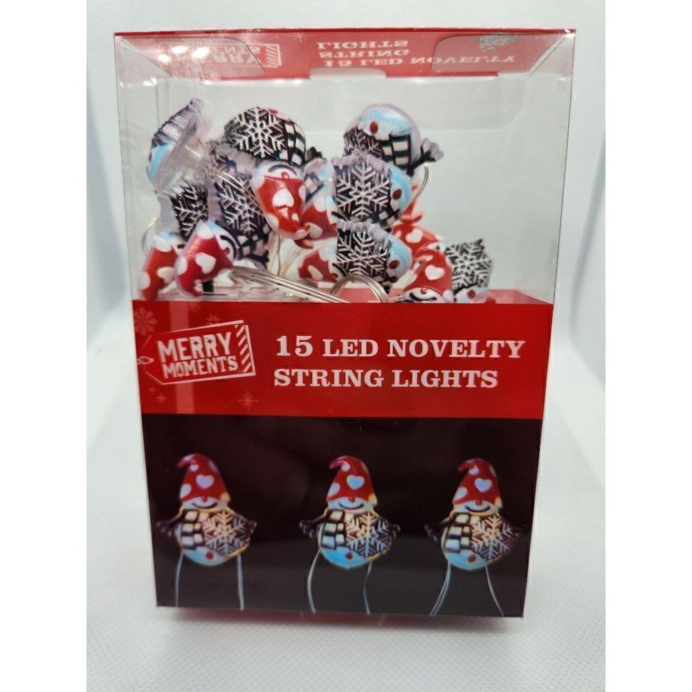 New! Sealed Snowman Christmas Mini 15 LED String Light Set Battery Power!